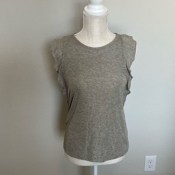Madewell Flutter Sleeve Tank Top Shimmer Grey Size Small - Picture 1 of 6
